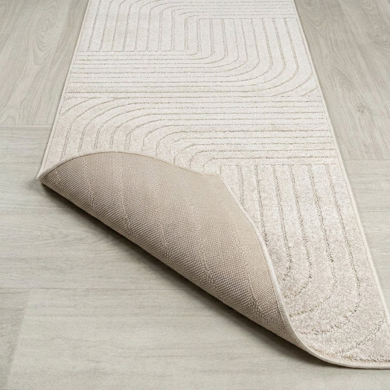 Odense Minimalist Angle Geometric Area Rug Ivory/Cream / Runner / 2' X 8' – BACK