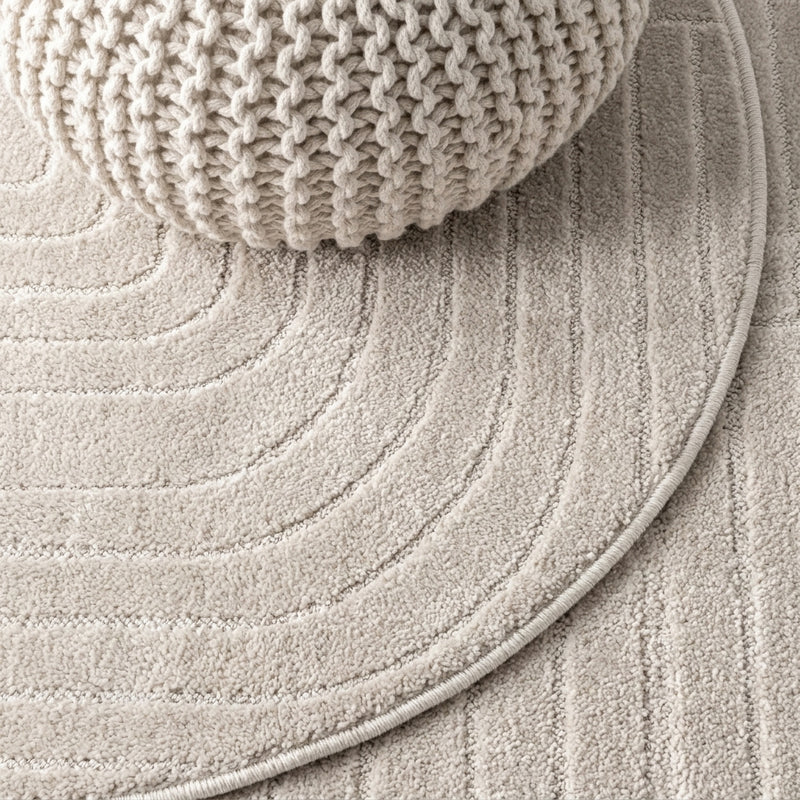 Odense Minimalist Angle Geometric Area Rug Ivory/Cream / Round / 5'3" Round – DETAIL