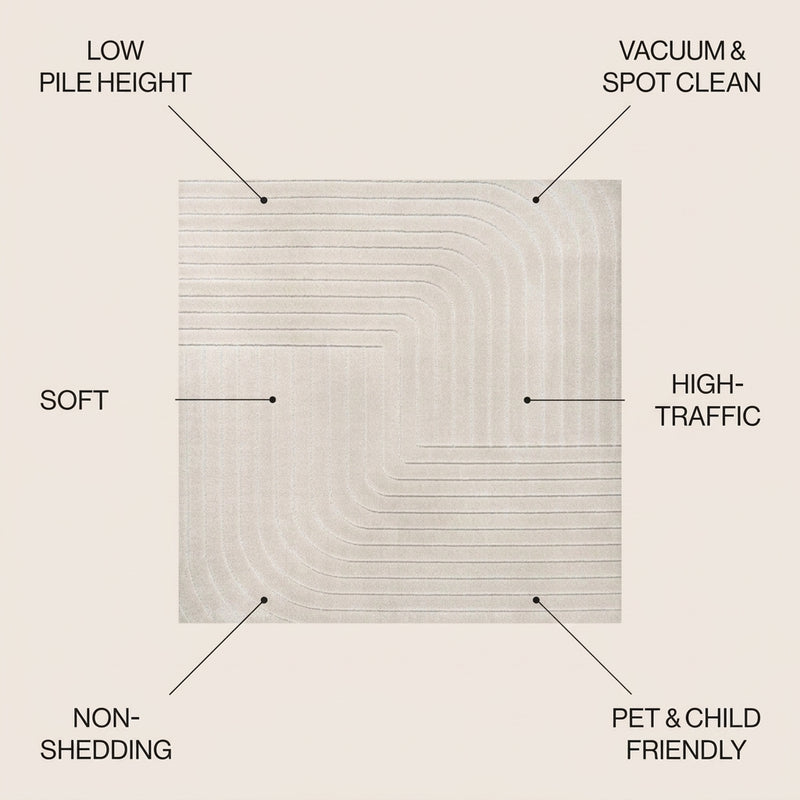 Odense Minimalist Angle Geometric Area Rug Ivory/Cream / Square / 5'3" Square – ICONS