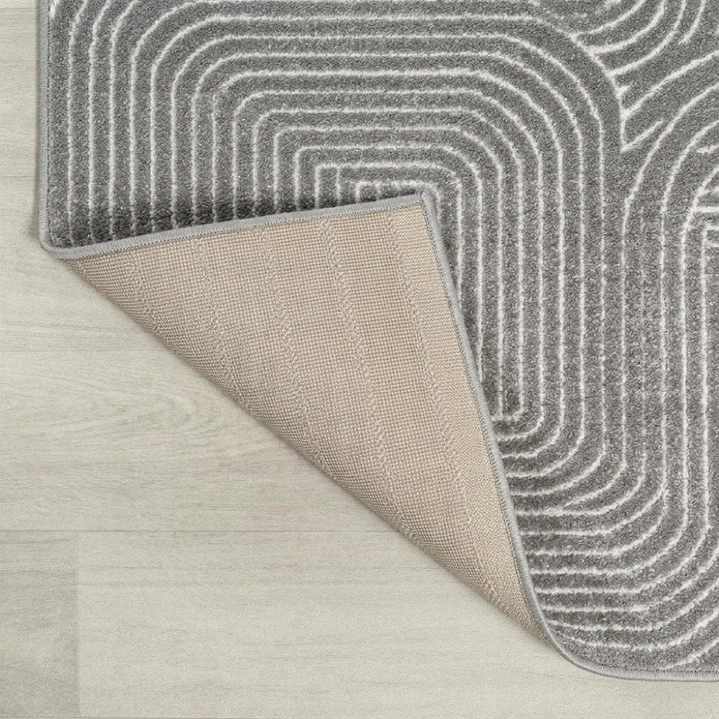 Odense Minimalist Angle Geometric Area Rug Gray/Ivory / Runner / 2' X 8' – BACK