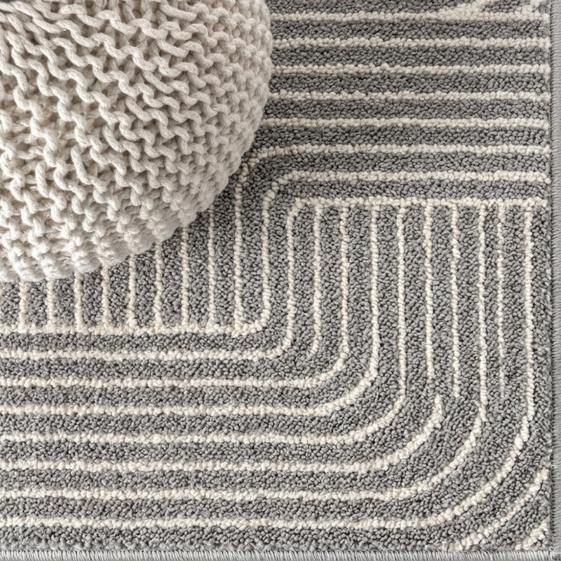 Odense Minimalist Angle Geometric Area Rug Gray/Ivory / Runner / 2' X 8' – DETAIL