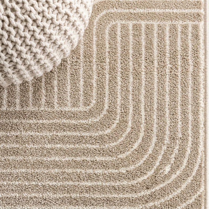 Odense Minimalist Angle Geometric Area Rug Beige/Cream / Runner / 2' X 8' – DETAIL