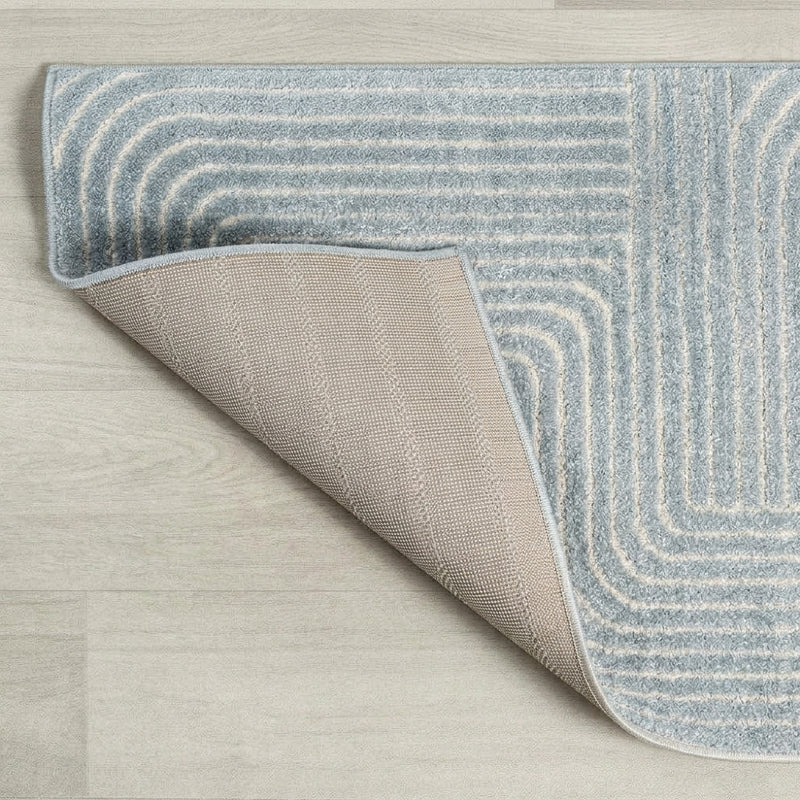 Odense Minimalist Angle Geometric Area Rug Light Blue/Cream / Runner / 2' X 8' – BACK