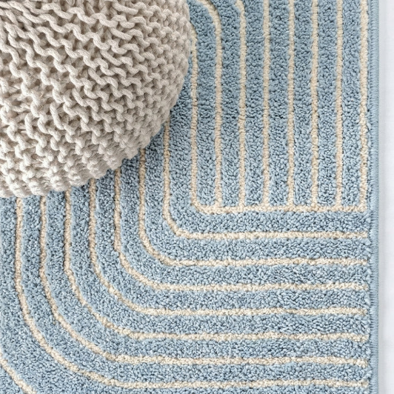 Odense Minimalist Angle Geometric Area Rug Light Blue/Cream / Runner / 2' X 8' – DETAIL
