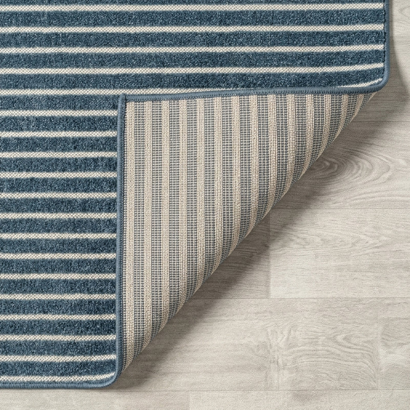 Aarhus Minimalist Scandi Striped Area Rug Navy/ivory / Rectangle / 7'10" X 10' – BACK
