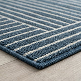 Aarhus Minimalist Scandi Striped Area Rug Navy/ivory / Rectangle / 7'10" X 10' – DETAIL