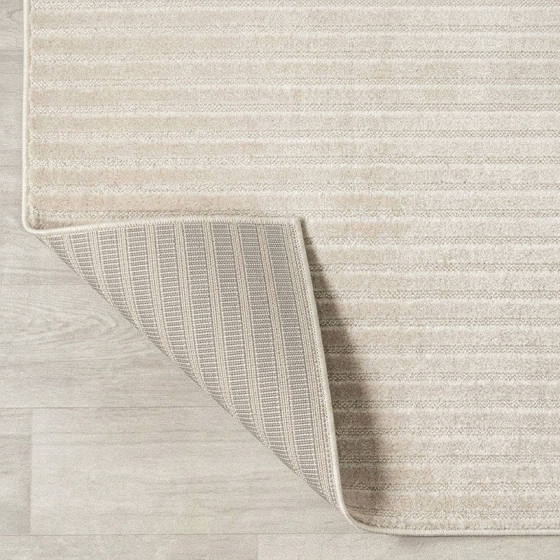 Aarhus Minimalist Scandi Striped Area Rug Ivory/Cream / Rectangle / 11'10" X 18' – BACK