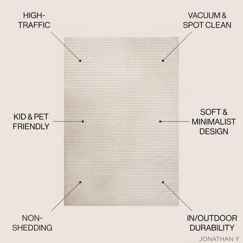 Aarhus Minimalist Scandi Striped Area Rug Ivory/Cream / Rectangle / 11'10" X 18' – ICONS
