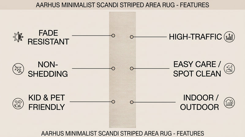 Aarhus Minimalist Scandi Striped Area Rug Ivory/Cream / Runner / 2'2" X 10' – ICONS