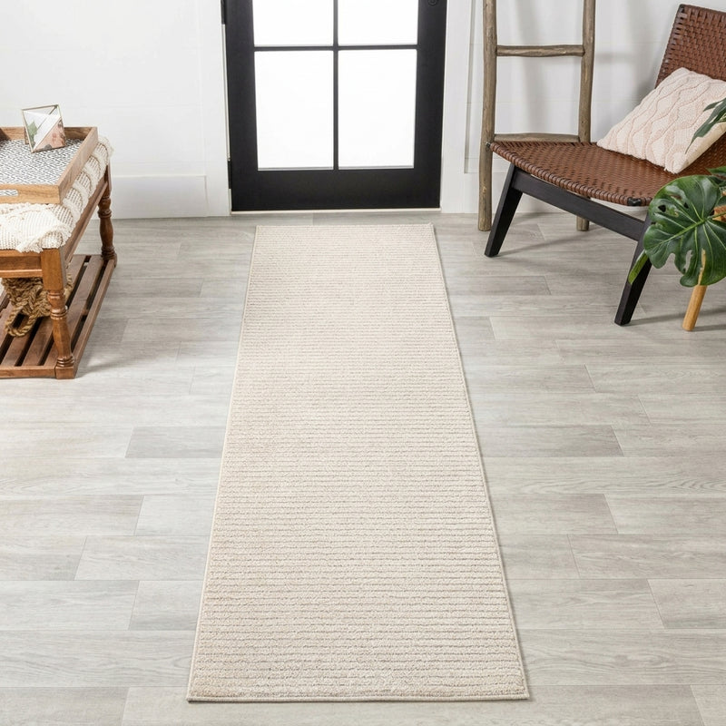 Aarhus Minimalist Scandi Striped Area Rug Ivory/Cream / Runner / 2'2" X 10' – ROOM3