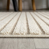 Aarhus Minimalist Scandi Striped Area Rug Ivory/Cream / Runner / 2' X 8' – DETAIL