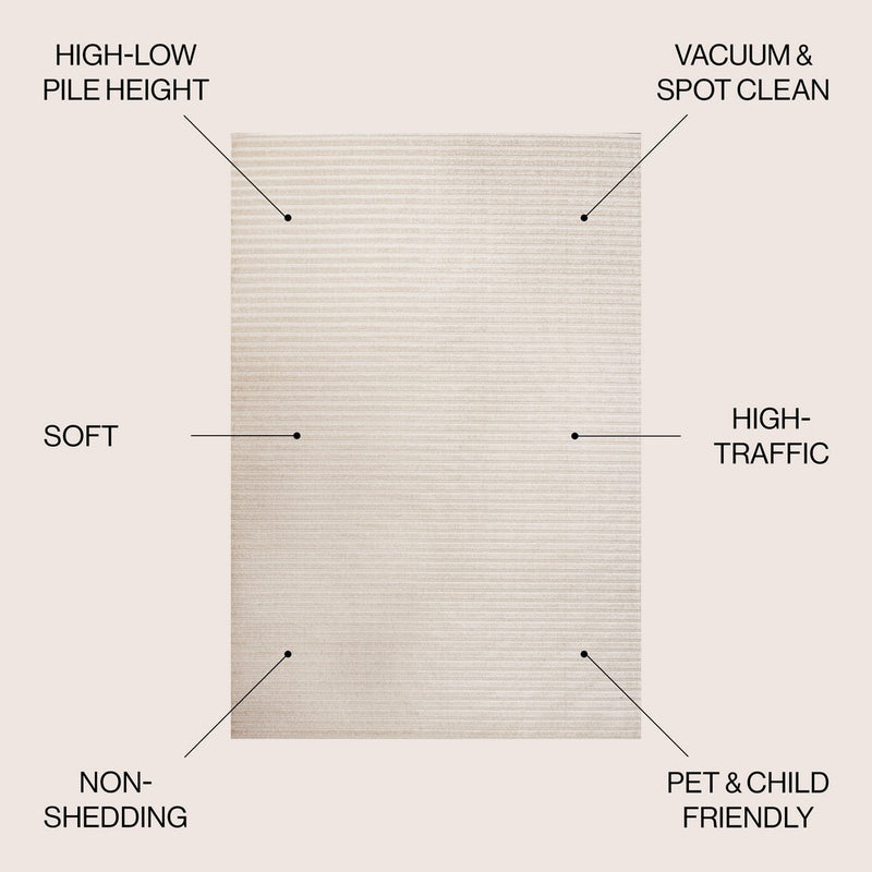 Aarhus Minimalist Scandi Striped Area Rug