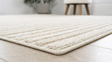 Aarhus Minimalist Scandi Striped Area Rug Ivory/Cream / Square / 5'3" Square – DETAIL