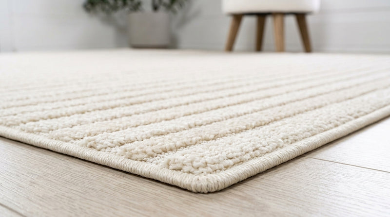 Aarhus Minimalist Scandi Striped Area Rug Ivory/Cream / Square / 5'3" Square – DETAIL