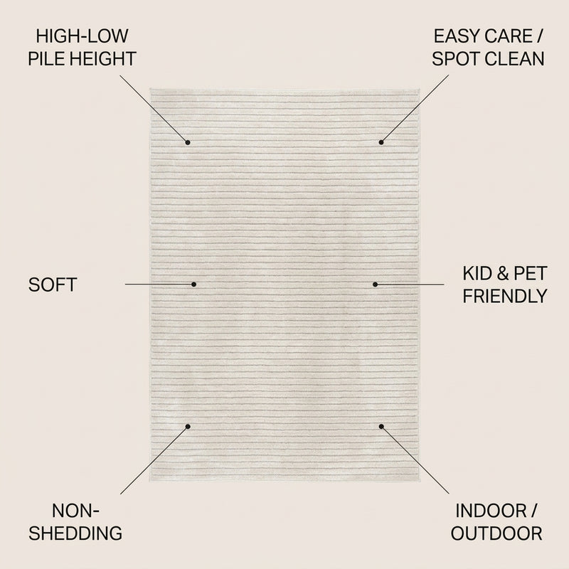 Aarhus Minimalist Scandi Striped Area Rug Ivory/Cream / Square / 5'3" Square – ICONS