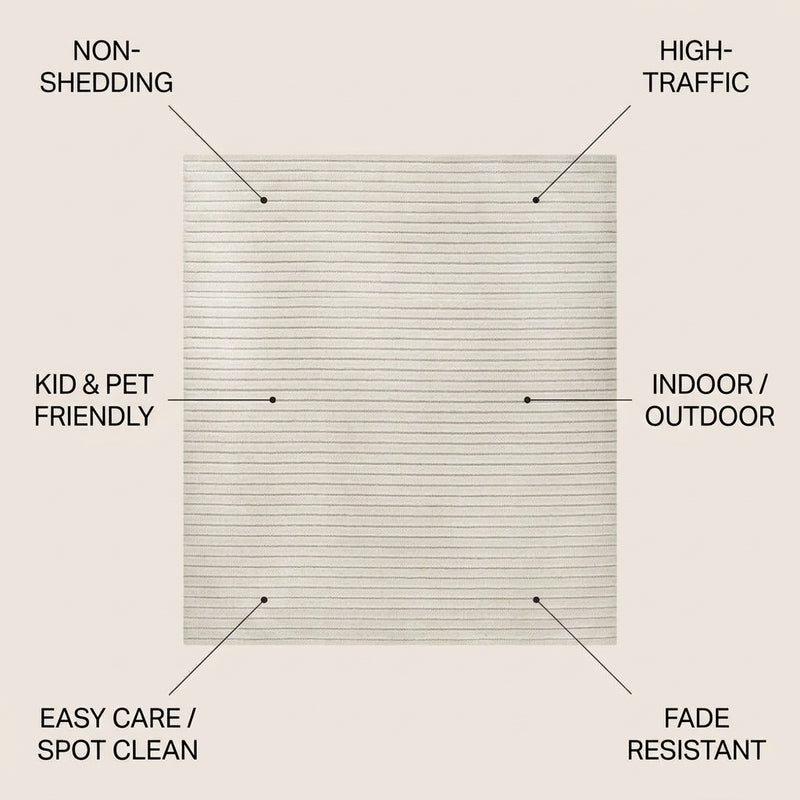 Aarhus Minimalist Scandi Striped Area Rug Ivory/Cream / Square / 9' Square – ICONS