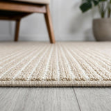 Aarhus Minimalist Scandi Striped Area Rug Beige/Cream / Runner / 2' X 8' – DETAIL