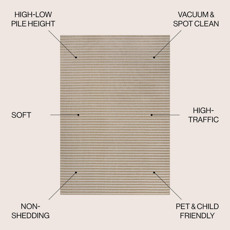 Aarhus Minimalist Scandi Striped Area Rug