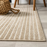 Aarhus Minimalist Scandi Striped Area Rug Beige/Cream / Rectangle / 7'10" X 10' – DETAIL