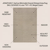 Aarhus Minimalist Scandi Striped Area Rug Beige/Cream / Rectangle / 7'10" X 10' – ICONS