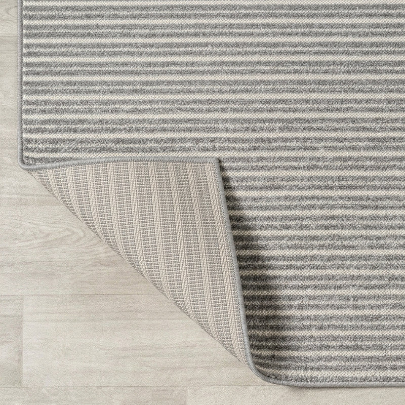 Aarhus Minimalist Scandi Striped Area Rug Gray/Ivory / Runner / 2' X 8' – BACK