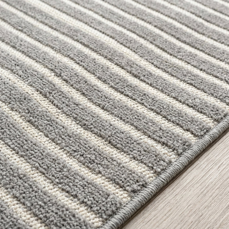 Aarhus Minimalist Scandi Striped Area Rug Gray/Ivory / Rectangle / 7'10" X 10' – DETAIL