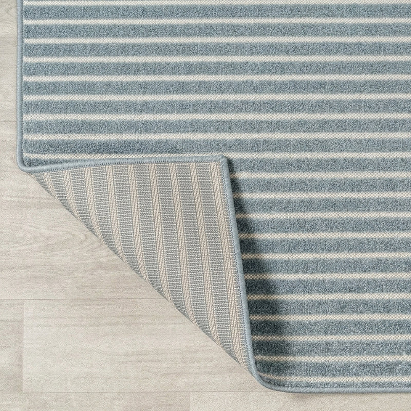Aarhus Minimalist Scandi Striped Area Rug Blue/Ivory / Rectangle / 7'10" X 10' – BACK