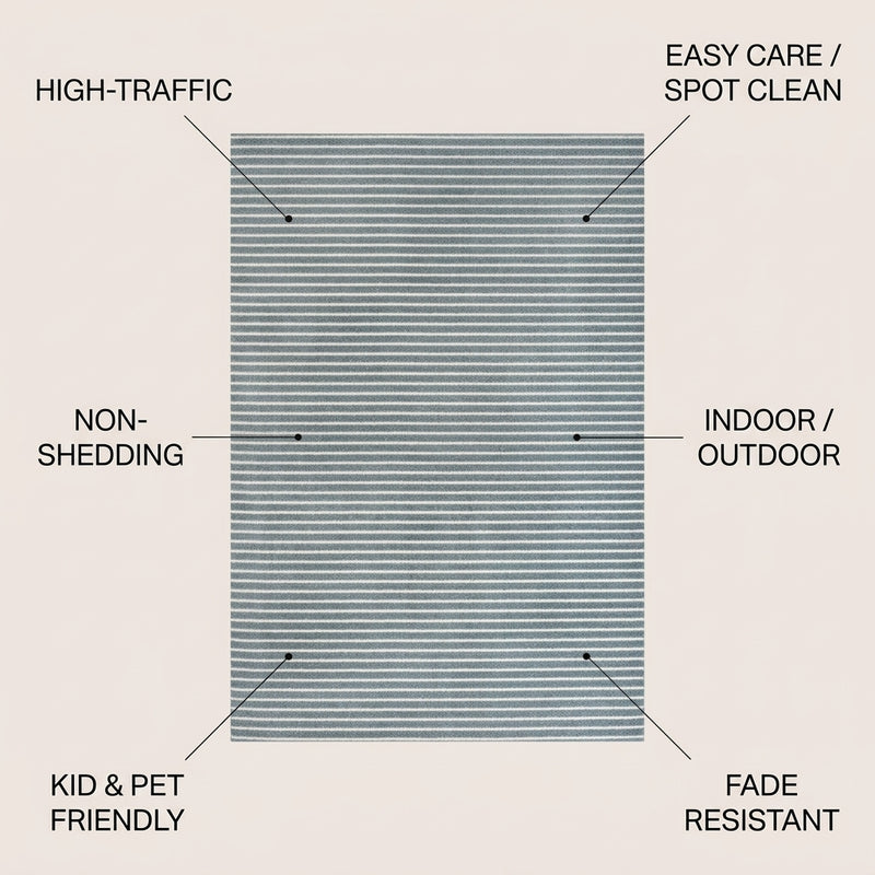 Aarhus Minimalist Scandi Striped Area Rug Blue/Ivory / Rectangle / 7'10" X 10' – ICONS