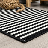 Aarhus Minimalist Scandi Striped Area Rug Black/White / Runner / 2' X 8' – DETAIL
