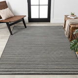 Aarhus Minimalist Scandi Striped Area Rug Black/White / Rectangle / 7'9" X 10' – ROOM3