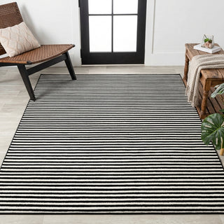 Aarhus Minimalist Scandi Striped Area Rug Black/White / Rectangle / 7'9" X 10' – ROOM3
