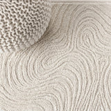 Maribo Abstract Groovy Striped Area Rug Cream/Ivory / Runner / 2' X 8' – DETAIL