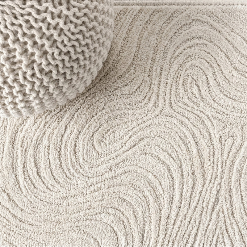 Maribo Abstract Groovy Striped Area Rug Cream/Ivory / Runner / 2' X 8' – DETAIL