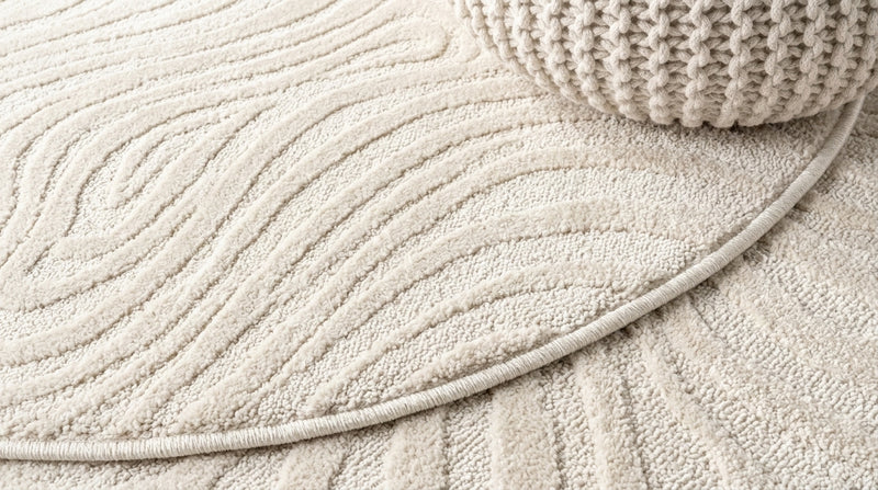 Maribo Abstract Groovy Striped Area Rug Cream/Ivory / Round / 5'3" Round – DETAIL