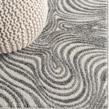 Maribo Abstract Groovy Striped Area Rug Gray/Ivory / Runner / 2' X 8' – DETAIL