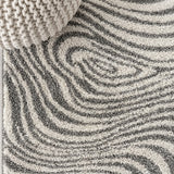 Maribo Abstract Groovy Striped Area Rug Gray/Ivory / Square / 5'3" Square – DETAIL