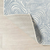 Maribo Abstract Groovy Striped Area Rug Light Blue/Ivory / Runner / 2' X 8' – BACK