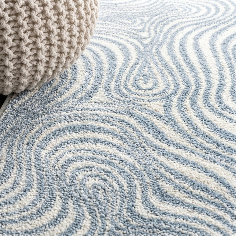 Maribo Abstract Groovy Striped Area Rug Light Blue/Ivory / Runner / 2' X 8' – DETAIL