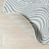 Maribo Abstract Groovy Striped Area Rug Light Blue/Ivory / Round / 5'3" Round – BACK