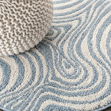 Maribo Abstract Groovy Striped Area Rug Light Blue/Ivory / Round / 5'3" Round – DETAIL