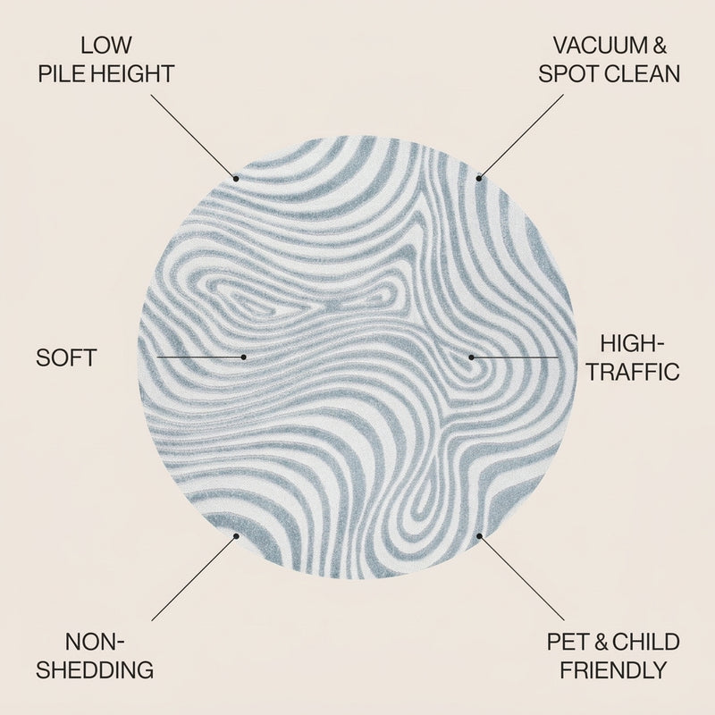 Maribo Abstract Groovy Striped Area Rug Light Blue/Ivory / Round / 5'3" Round – ICONS