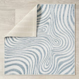Maribo Abstract Groovy Striped Area Rug Light Blue/Ivory / Square / 5'3" Square – BACK