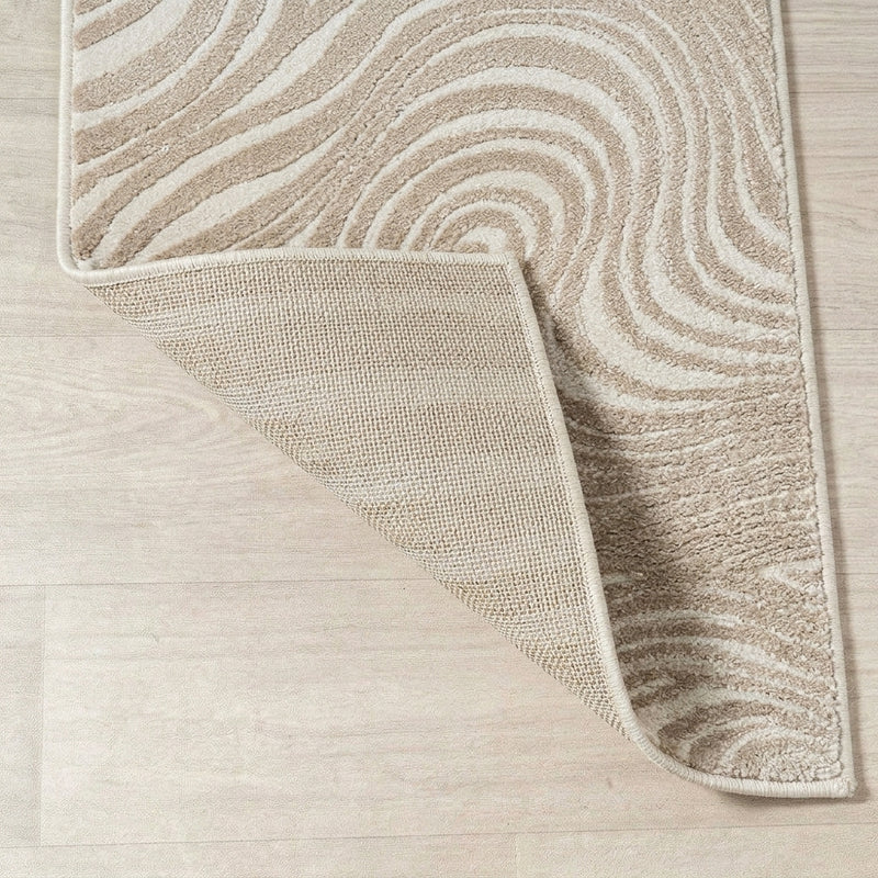Maribo Abstract Groovy Striped Area Rug Beige/Cream / Runner / 2' X 8' – BACK