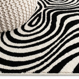 Maribo Abstract Groovy Striped Area Rug Black/White / Runner / 2' X 8' – DETAIL