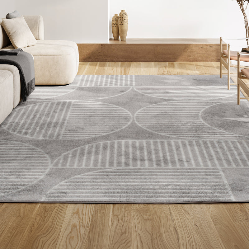 Nordby Geometric Arch Scandi Striped Area Rug