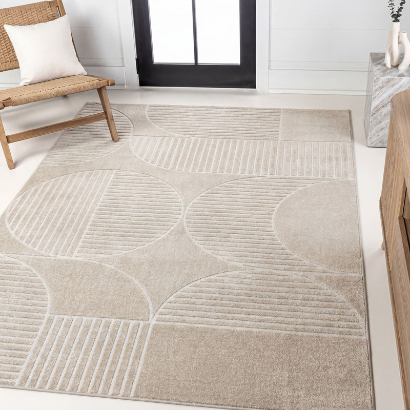 Nordby Geometric Arch Scandi Striped Area Rug