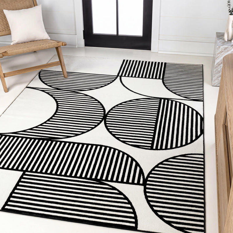 Nordby Geometric Arch Scandi Striped Area Rug