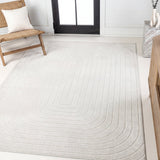 Freya High-Low Modern Scandinavian Arch Stripe Monotone Indoor/Outdoor Area Rug