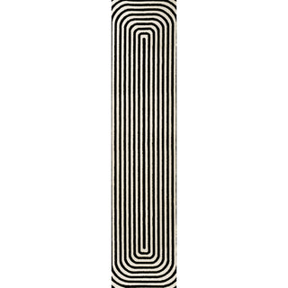 Freya High-Low Modern Scandinavian Arch Stripe Monotone Indoor/Outdoor Area Rug