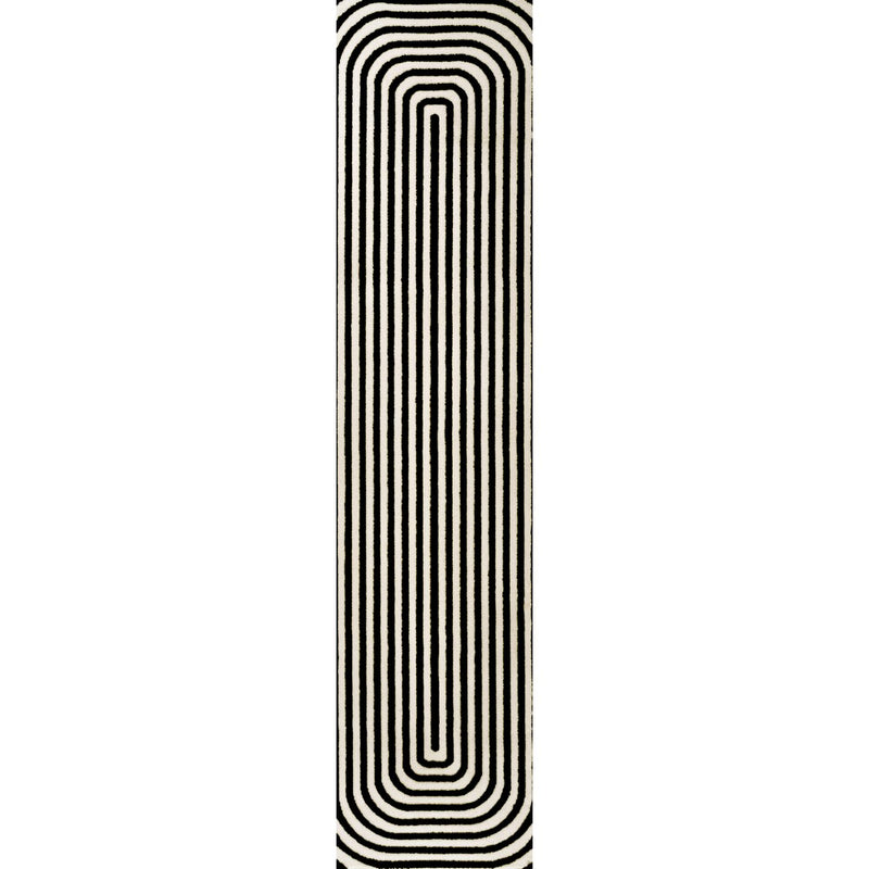 Freya High-Low Modern Scandinavian Arch Stripe Monotone Indoor/Outdoor Area Rug